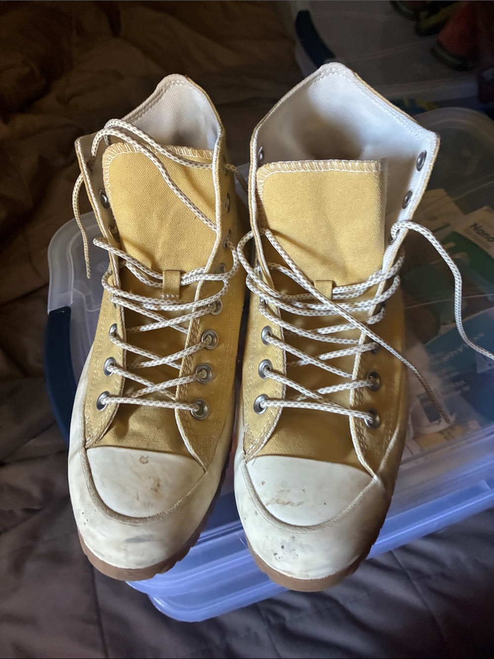 Converse Tan/Yellow High-Top Sneakers